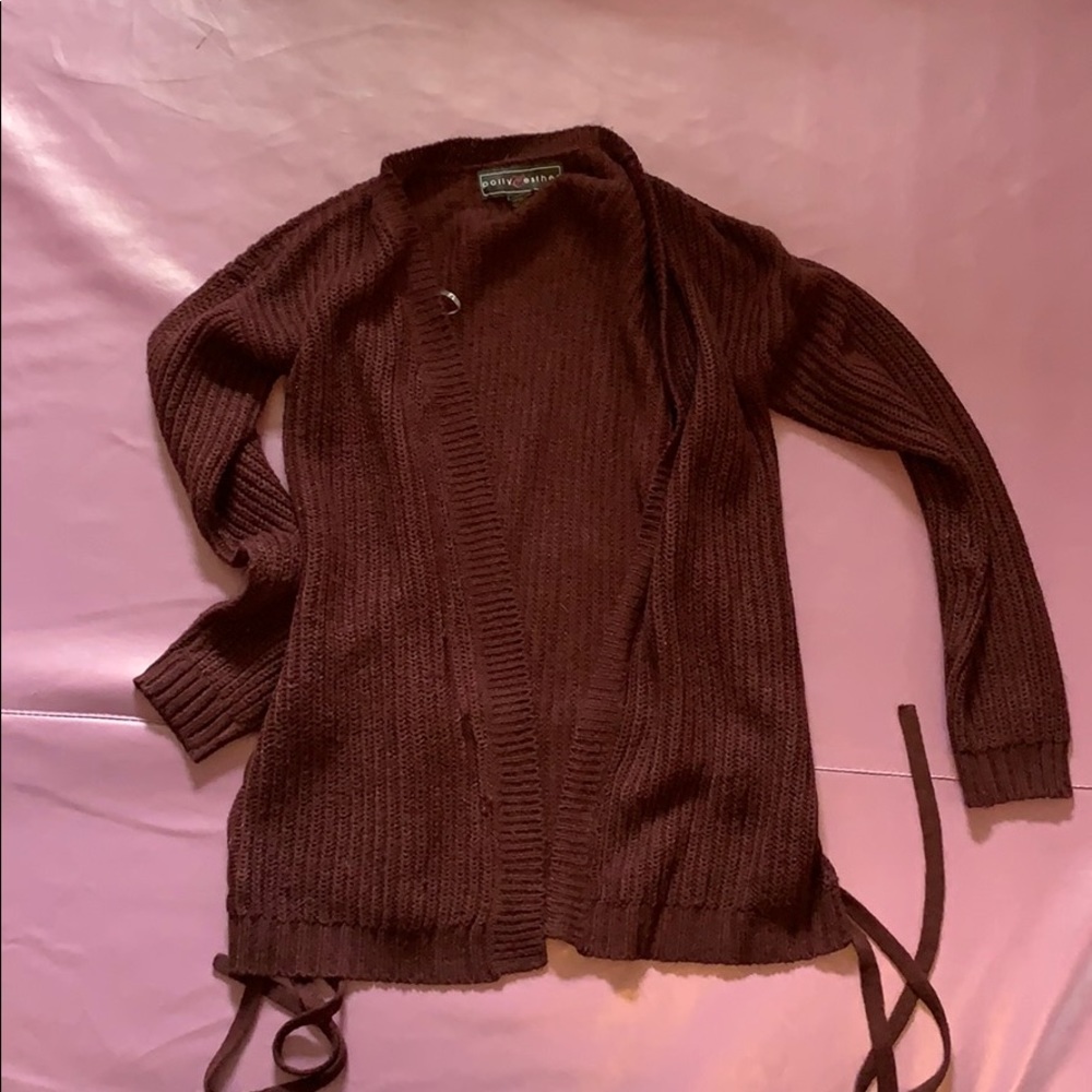Plum colored cardigan sweater